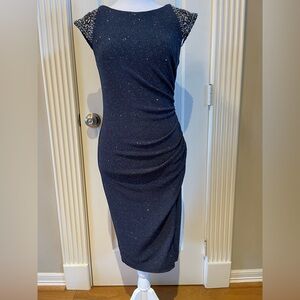 NWT Vince Camuto Beaded Sheath Dress Navy Blue Sz 6